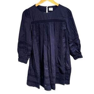 SUNDAY BEST blue eyelet babydoll mini dress - size xxs